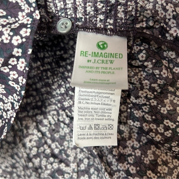 NWT J. Crew Liberty Fabric Navy Floral Misti Valeria Smocked Waist Blouse XXL - Picture 9 of 11